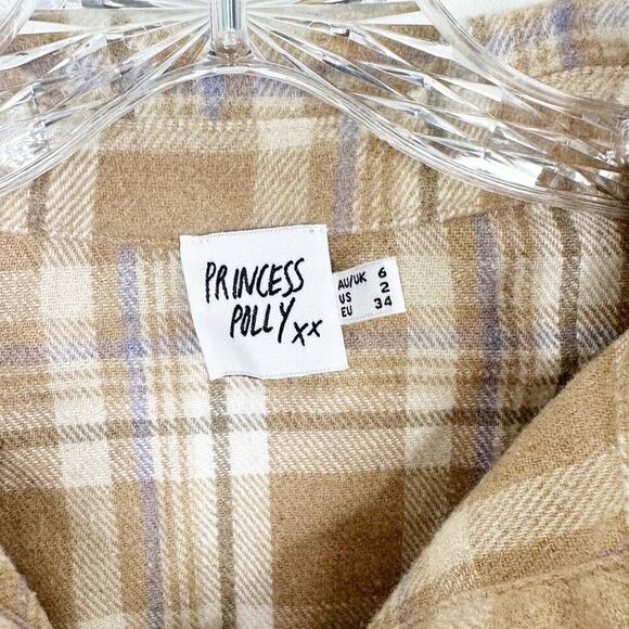 PRINCESS POLLY Mila Plaid Oversized Flannel Button-up Shirt Shacket Size 2 - Picture 5 of 6
